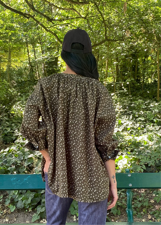 BLOUSE SOPHIE FLEURS KAKI