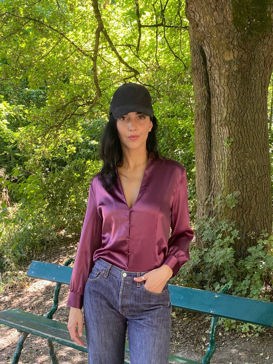 BLOUSE ALBA SOIE BORDEAUX