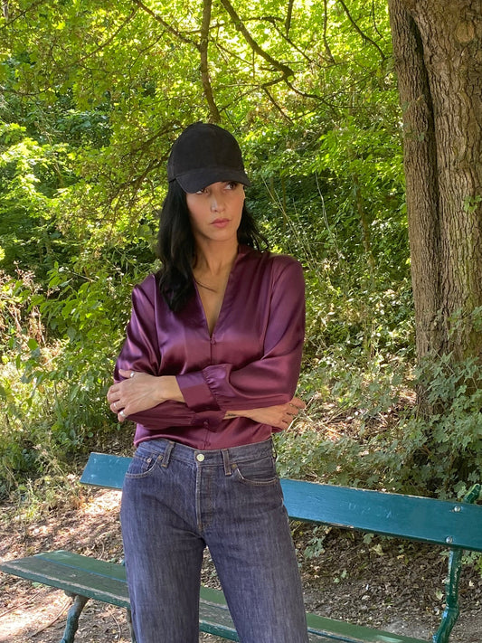 BLOUSE ALBA SOIE BORDEAUX